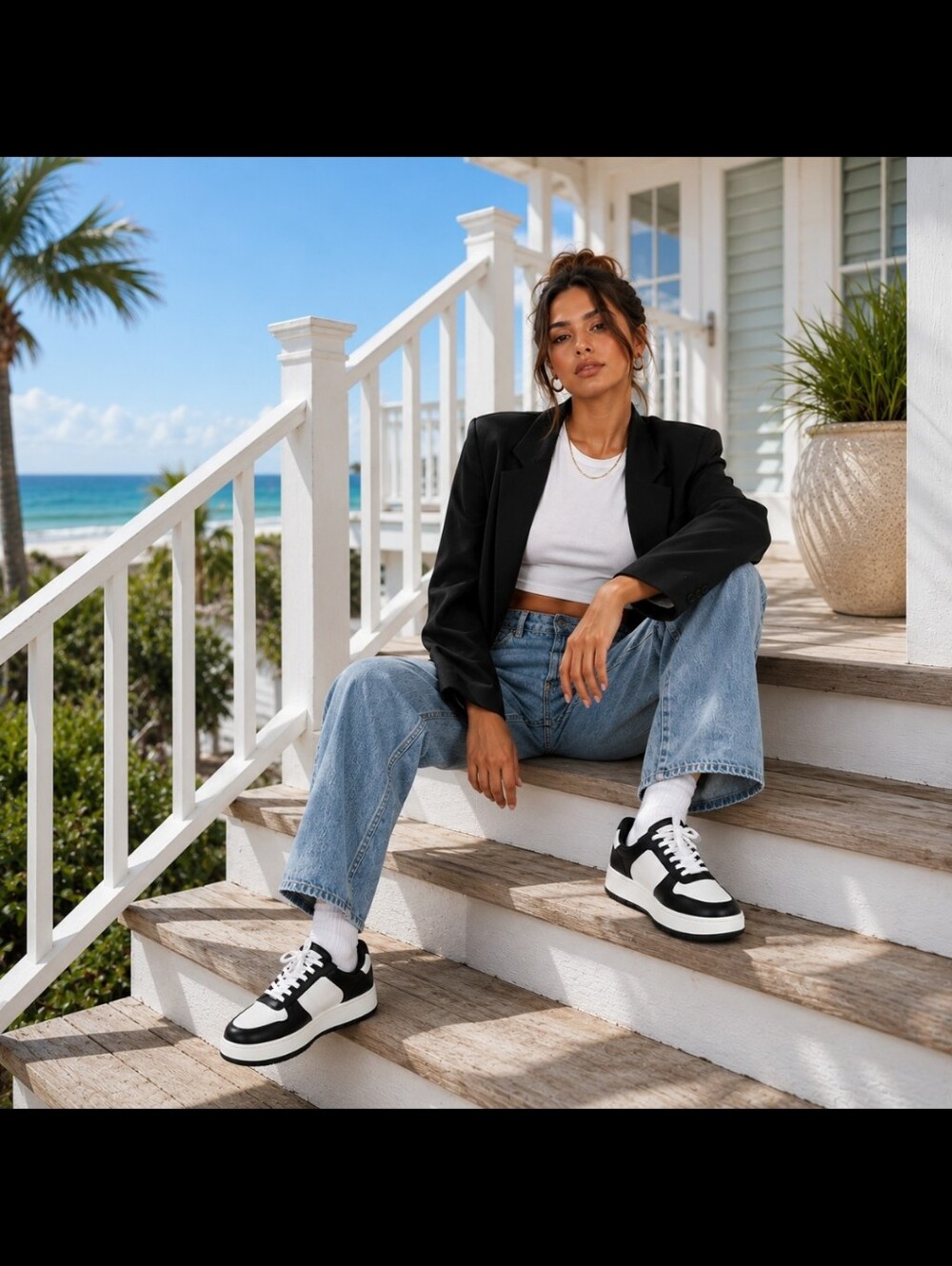Madden Girl Nataliie Sneakers 9 Black White Platform Y2K Streetwear School NEW